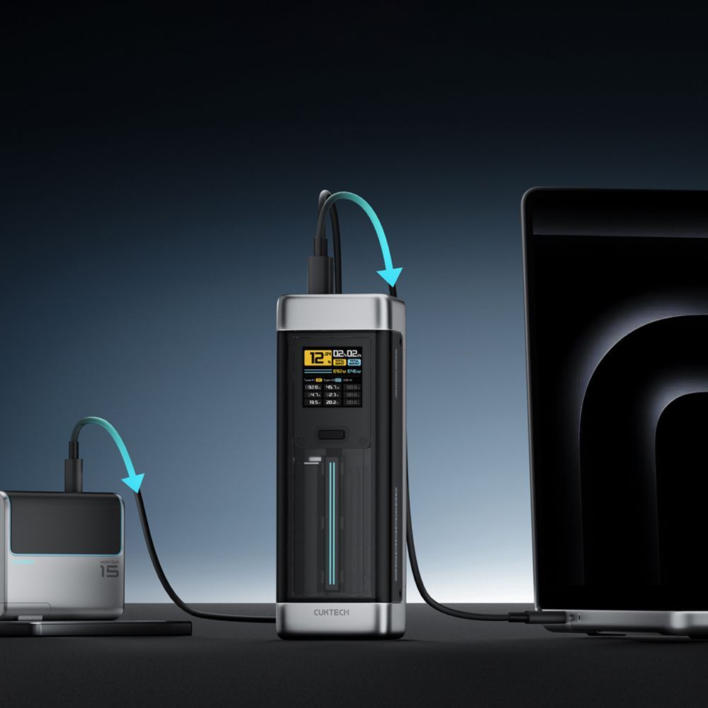Power bank Cuktech Powerbank Cuktech CUK00P23GLBK 210W 25000mAh Power Bank 2 x USB-C 1 x USB-A - Black
