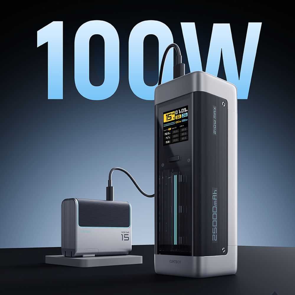 Power bank Cuktech Powerbank Cuktech CUK00P23GLBK 210W 25000mAh Power Bank 2 x USB-C 1 x USB-A - Black