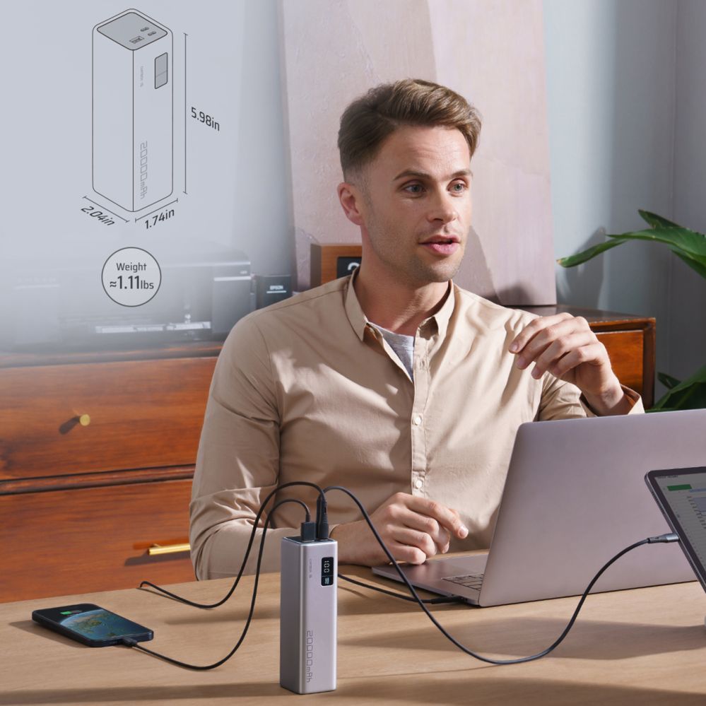 Väline aku Cuktech Powerbank Cuktech CUKP200XGLGR 100W 20000mAh 2 x USB-C 1 x USB-A - gray