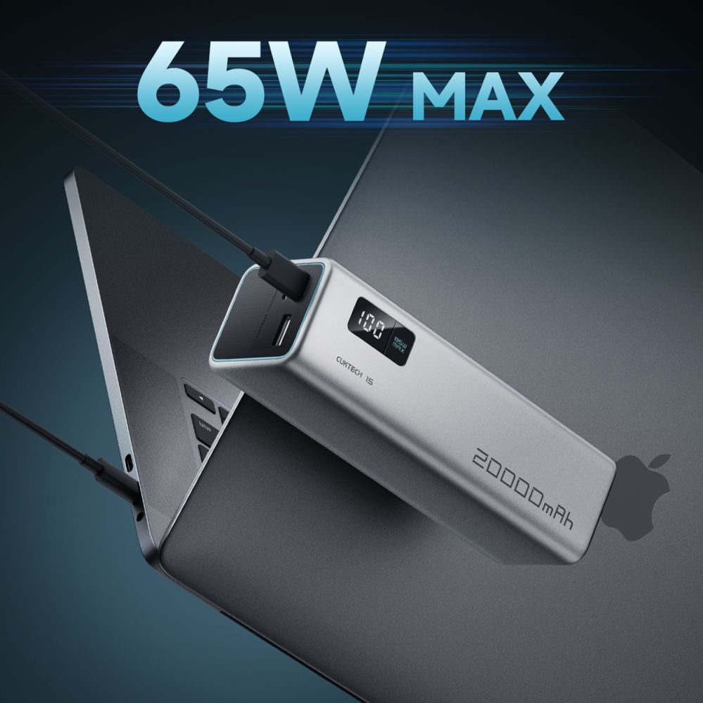 Väline aku Cuktech Powerbank Cuktech CUKP200XGLGR 100W 20000mAh 2 x USB-C 1 x USB-A - gray