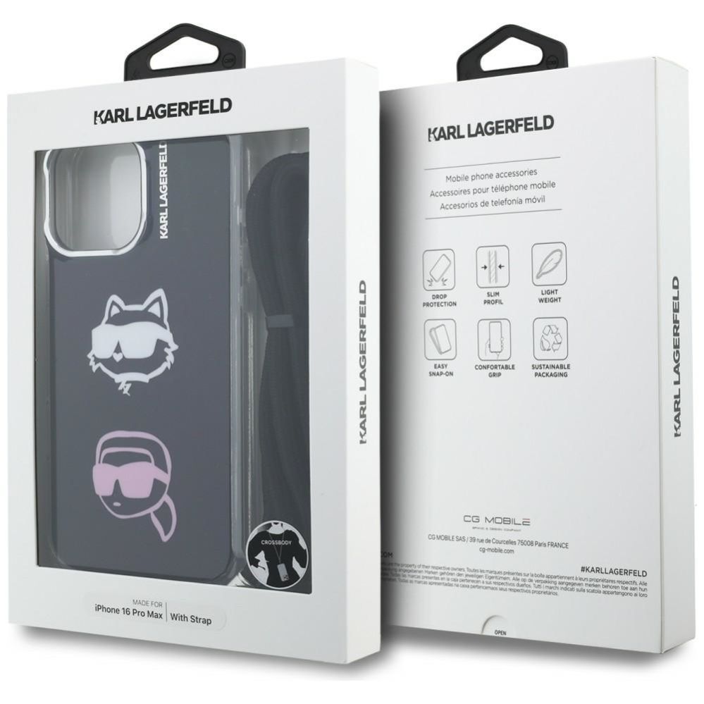 Другие товары Karl Lagerfeld Karl Lagerfeld IML Crossbody Karl&Choupette Head Case for iPhone 16 Pro Max - Black