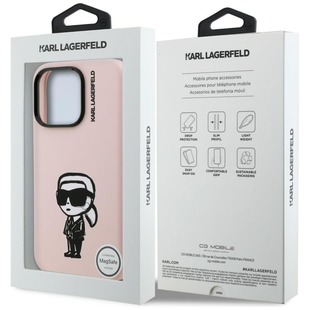 Kitos prekės Karl Lagerfeld Karl Lagerfeld Silicone Karl Sketch MagSafe Case for iPhone 16 Pro - Pink