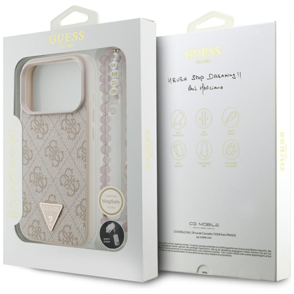 Kitos prekės Guess Guess 4G Strap Triangle Logo MagSafe Case for iPhone 17 Pro - Pink