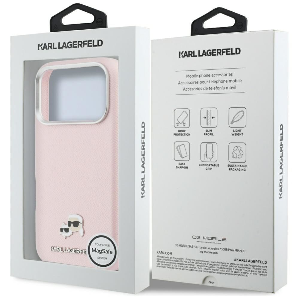 Другие товары Karl Lagerfeld Karl Lagerfeld Karl & Choupette Head Pins Saffiano MagSafe Case for iPhone 17 Pro Max - Pink