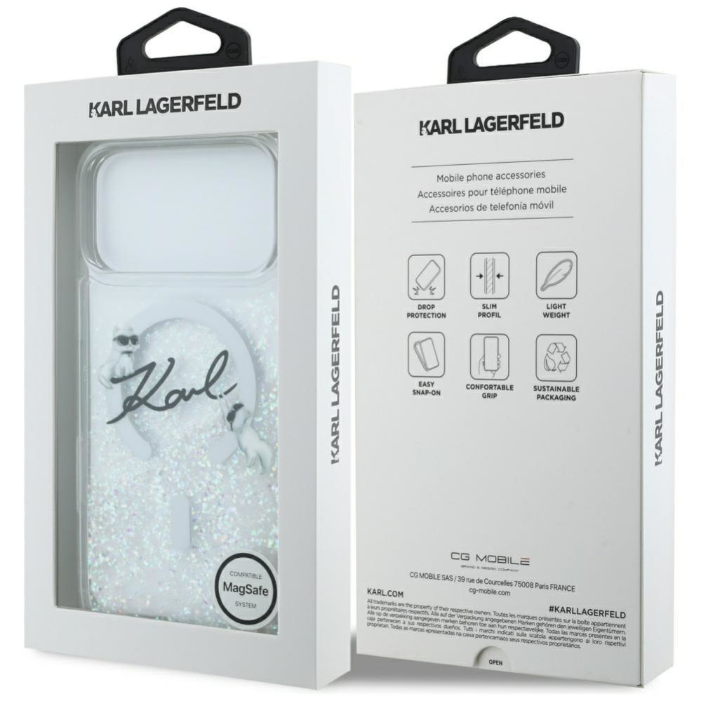 Other goods Karl Lagerfeld Karl Lagerfeld Liquid Glitter Karl Script Logo MagSafe Case for iPhone 17 Pro Max - Clear