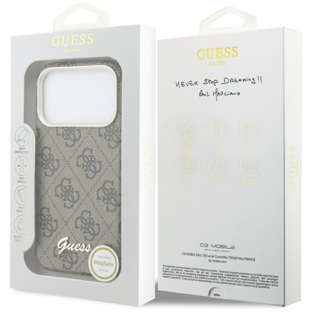 Другие товары Guess Guess 4G Script MagSafe Case for iPhone 17 Pro Max - Brown