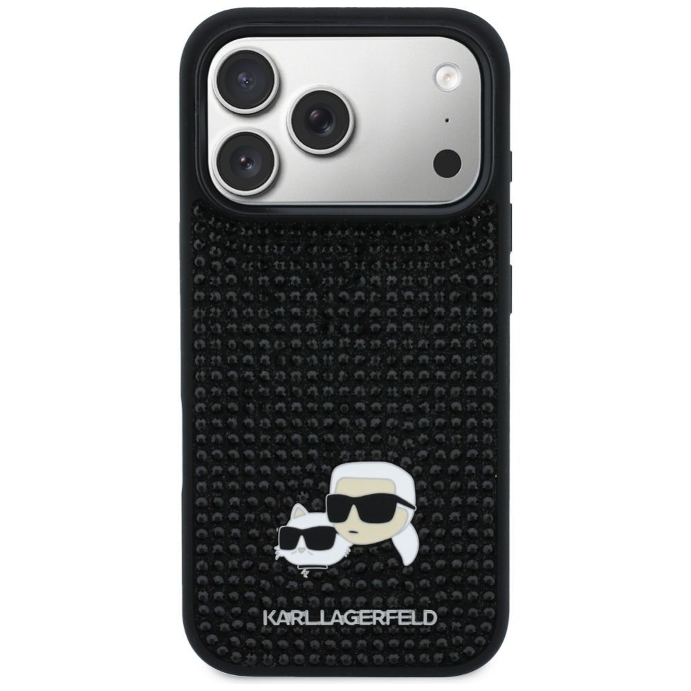 Kitos prekės Karl Lagerfeld Karl Lagerfeld Rhinestones Karl&Choupette Pin Case for iPhone 17 Pro - Black