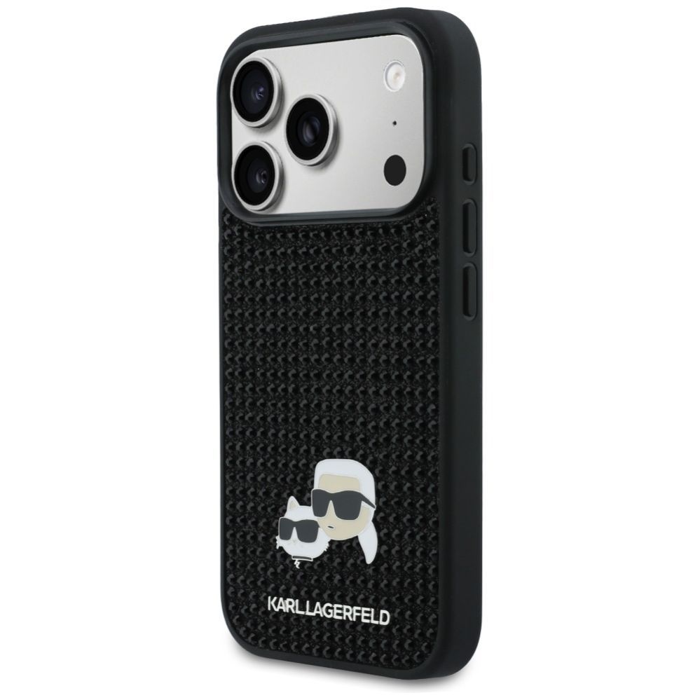 Kitos prekės Karl Lagerfeld Karl Lagerfeld Rhinestones Karl&Choupette Pin Case for iPhone 17 Pro - Black