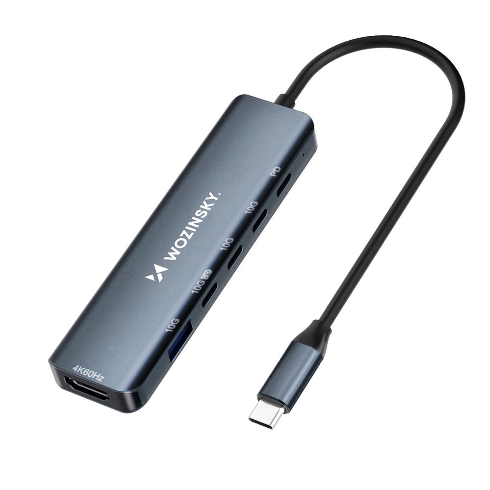 Üleminek Wozinsky USB-C 6 in 1 Hub Wozinsky WHBC10Y4S Multifunctional, Aluminum, with 25 cm Cable - Gray