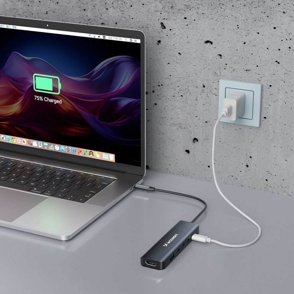 Üleminek Wozinsky USB-C 6 in 1 Hub Wozinsky WHBC10Y4S Multifunctional, Aluminum, with 25 cm Cable - Gray