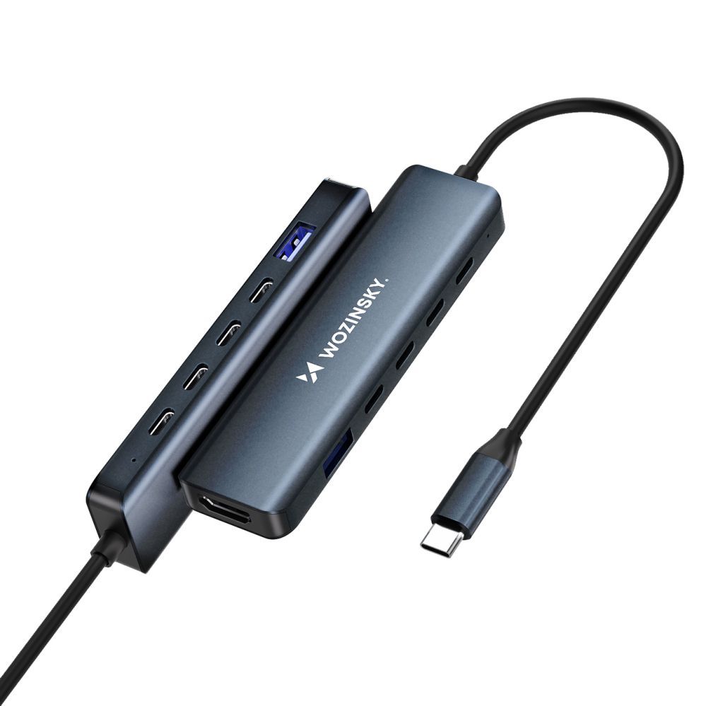 Üleminek Wozinsky USB-C 6 in 1 Hub Wozinsky WHBC10Y4S Multifunctional, Aluminum, with 25 cm Cable - Gray
