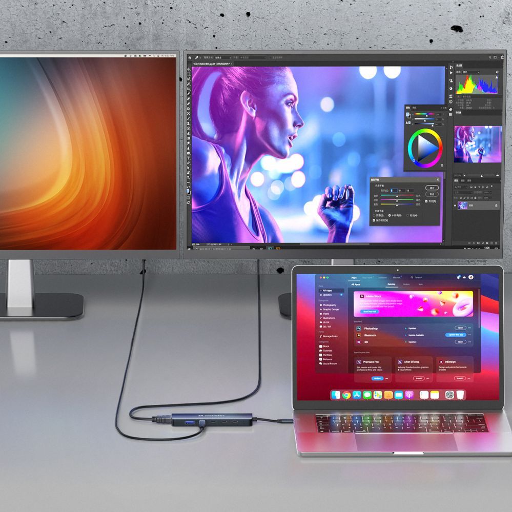 Üleminek Wozinsky USB-C 6 in 1 Hub Wozinsky WHBC10Y4S Multifunctional, Aluminum, with 25 cm Cable - Gray