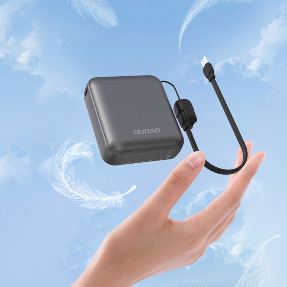 Väline aku Dudao Dudao K22+ Ultra-Compact Power Bank 10000mAh 22.5W USB-C with Pendant/Cable - Gray