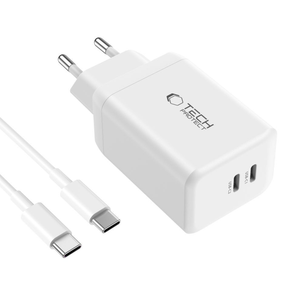 Other goods Tech-Protect Tech-Protect NC45W-GAN 2-PORT PD45W Charger + TYPE-C CABLE - white