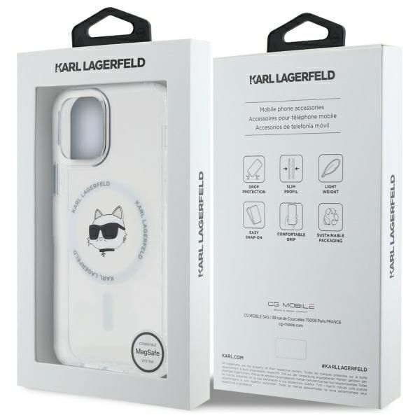 Muud kaubad Karl Lagerfeld Karl Lagerfeld IML Metal Choupette Head MagSafe iPhone 12 Case - White