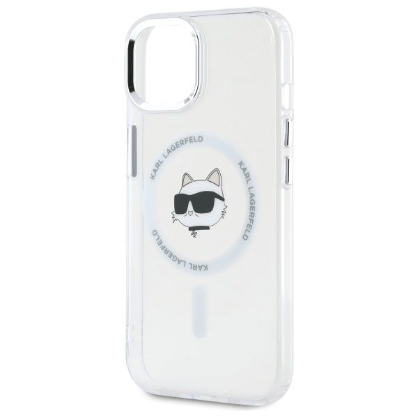 Muud kaubad Karl Lagerfeld Karl Lagerfeld IML Metal Choupette Head MagSafe iPhone 15 Plus Case - White