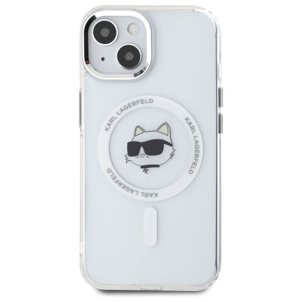 Muud kaubad Karl Lagerfeld Karl Lagerfeld IML Metal Choupette Head MagSafe iPhone 15 Plus Case - White