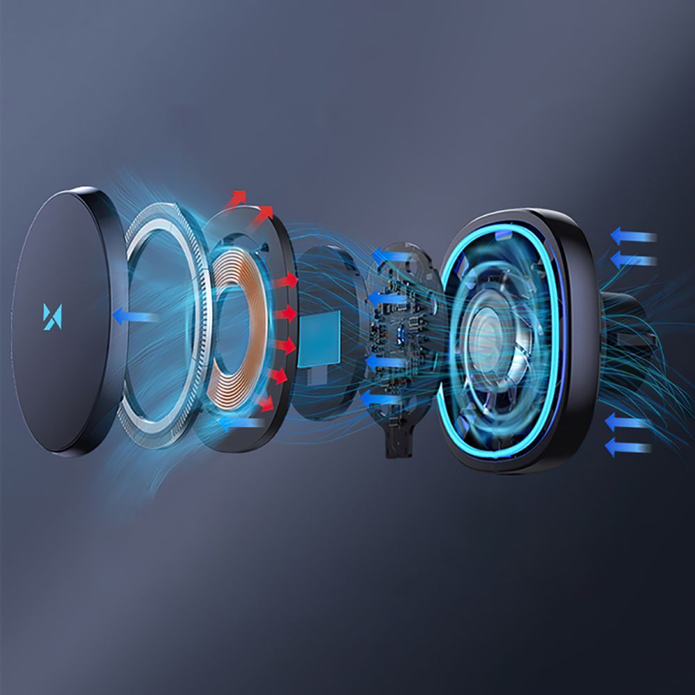 Ümbrised Wozinsky Wozinsky WCT5-6S2Y Car Holder with Qi/MagSafe 15W Wireless Charger and Air Vent Fan - Black