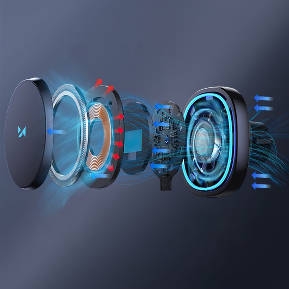 Muud kaubad Wozinsky Wozinsky WCT5-Q6S2Y Car Holder with Qi/MagSafe 15W Inductive Charger for Ventilation Grill with Fan - Black