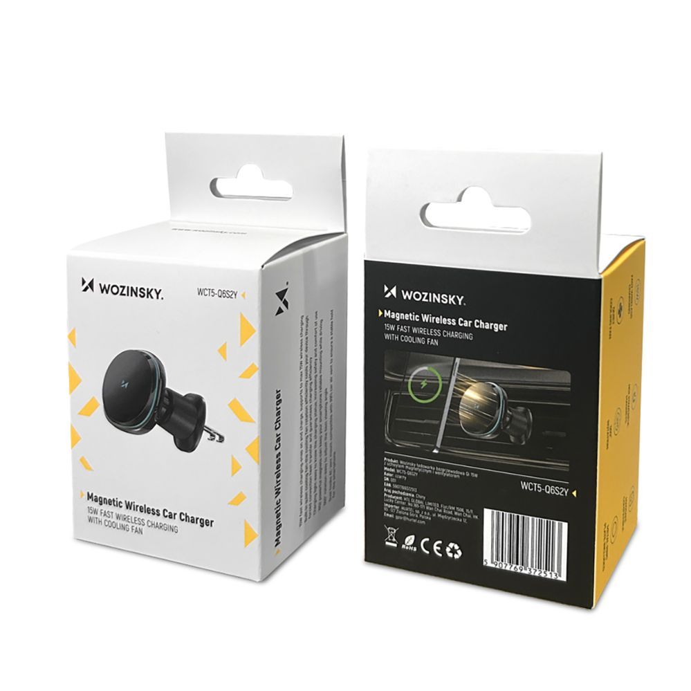 Muud kaubad Wozinsky Wozinsky WCT5-Q6S2Y Car Holder with Qi/MagSafe 15W Inductive Charger for Ventilation Grill with Fan - Black