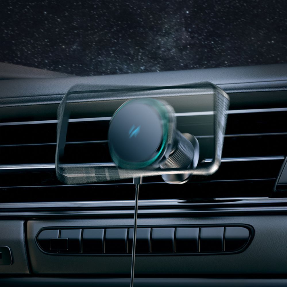 Muud kaubad Wozinsky Wozinsky WCT5-Q6S2Y Car Holder with Qi/MagSafe 15W Inductive Charger for Ventilation Grill with Fan - Black