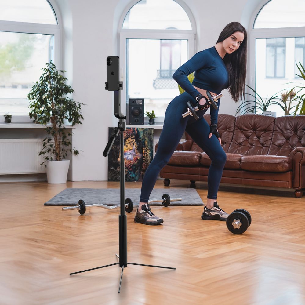 Foto un video aksesuārs Wozinsky Wozinsky WST-360YS Selfie Stick with Tripod Function with 360° AI Auto Face Tracking Gesture Control - Black