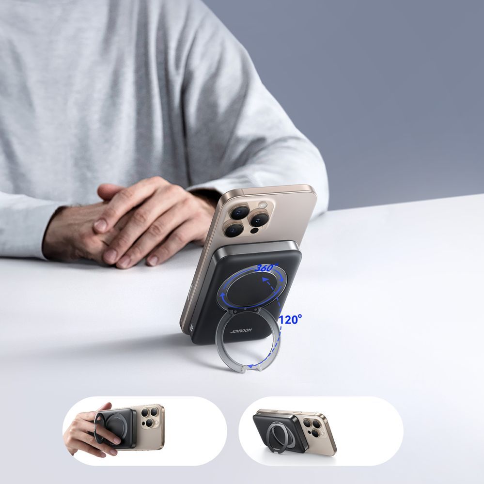 Väline aku Joyroom Joyroom JR-PBM12 Power Bank 10000mAh 22.5W MagSafe Compatible, 15W Wireless Charging, with Ring Base - Black