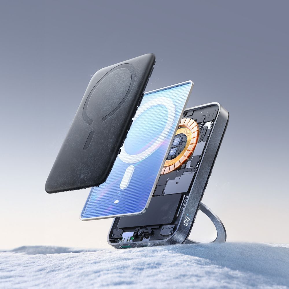 Väline aku Joyroom Joyroom JR-PBM12 Power Bank 10000mAh 22.5W MagSafe Compatible, 15W Wireless Charging, with Ring Base - Black