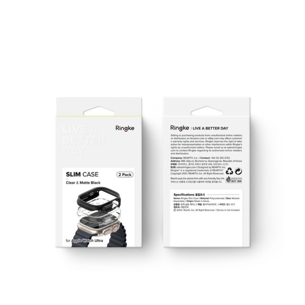 Other goods Ringke Ringke Slim 2-pack Case for Apple Watch Ultra 1/2 (49mm) - Clear and Matte Black