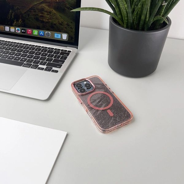 Nugarėlės dėklai Hurtel Glitter Case with MagSafe for iPhone 16e - Pink