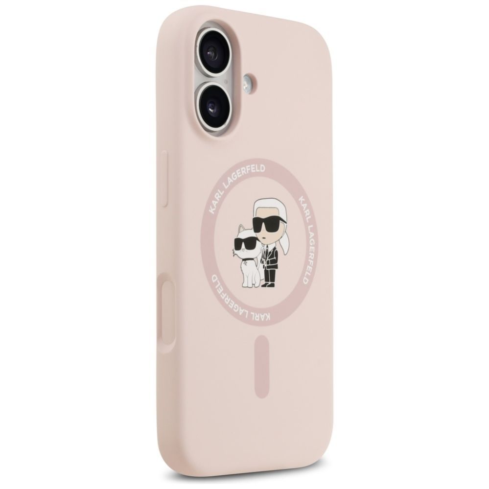 Kitos prekės Karl Lagerfeld Karl Lagerfeld Silicone Karl&Choupette Ring MagSafe Case for iPhone 17 - Pink