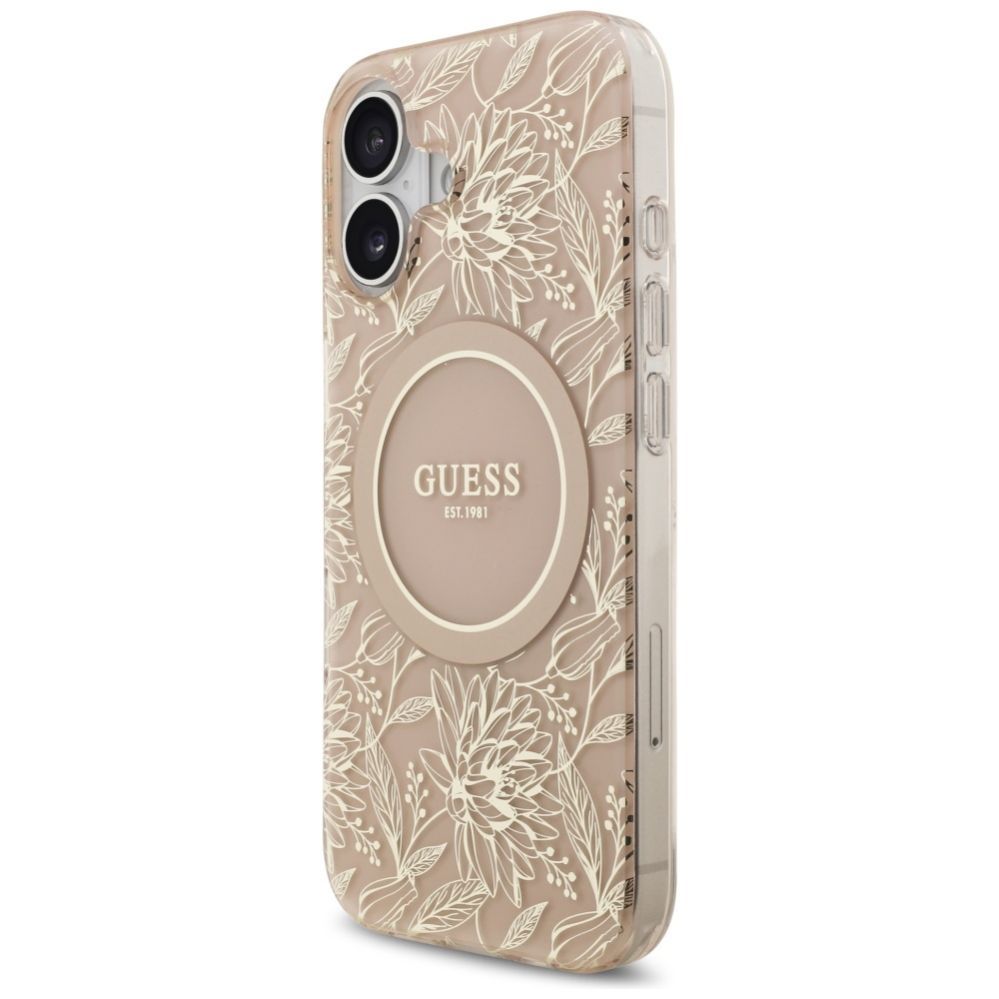 Muud kaubad Guess Guess IML Flowers Electro Pearl Strap MagSafe Case for iPhone 17 - Pink