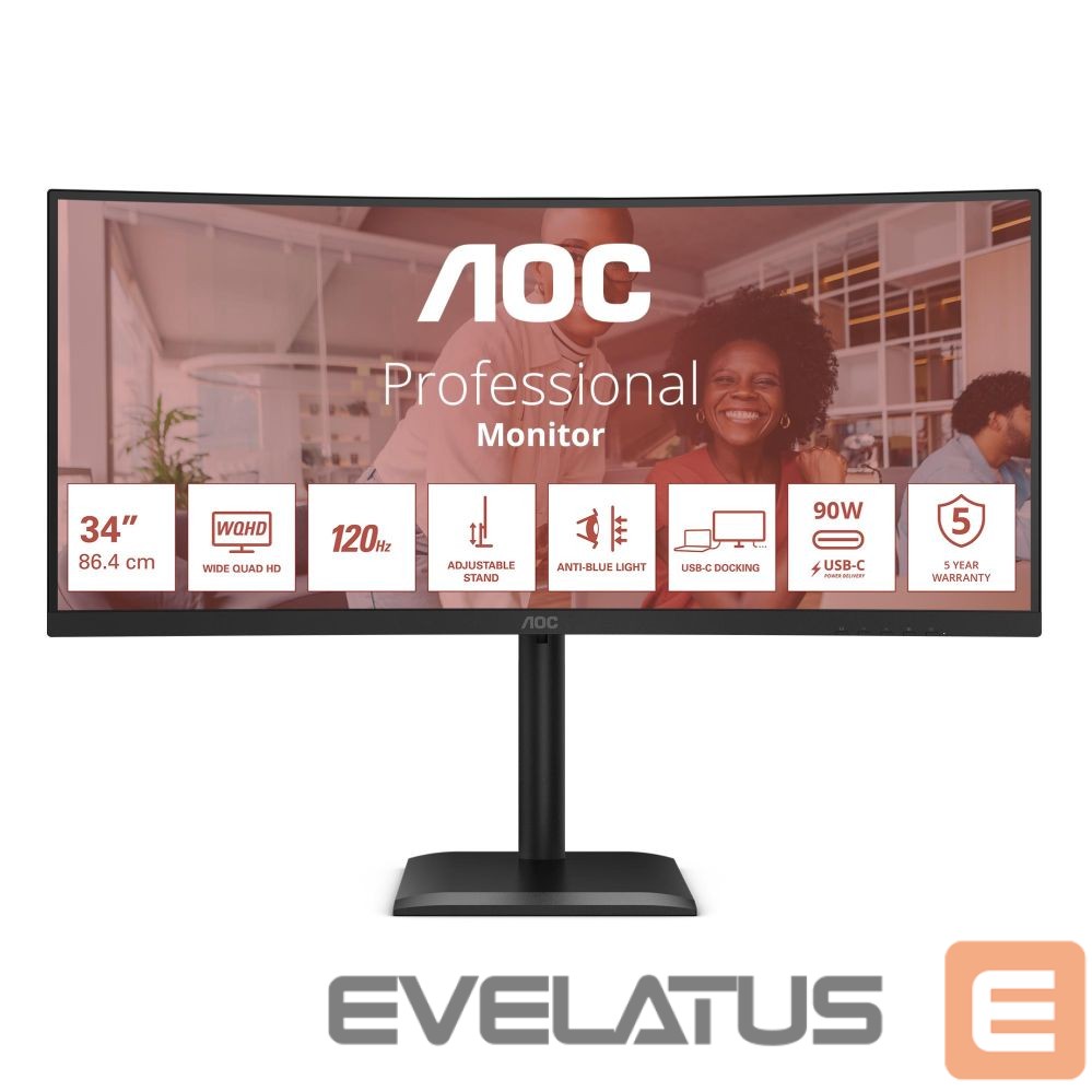 Monitorid AOC LCD Monitor||34 "|3440 x 1440 pixels|UltraWide Quad HD|Native aspect ratio 21:9|LCD|Curved|CU34E4CV