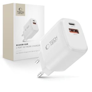Muud kaubad Tech-Protect  Tech-Protect NCA45W-GAN 2-Port USB-C / USB-A 45W Wall Charger - White 