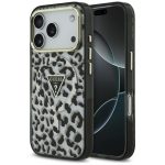 Citas preces Guess  Guess Leopard Glitter MagSafe Case for iPhone 17 Pro - Black 