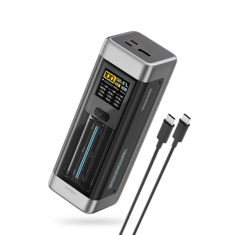 Power bank Cuktech Powerbank Cuktech CUK00P23GLBK 210W 25000mAh Power Bank 2 x USB-C 1 x USB-A - Black