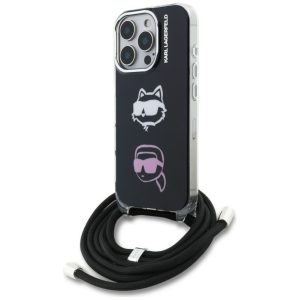 Kitos prekės Karl Lagerfeld  Karl Lagerfeld IML Crossbody Karl&Choupette Head Case for iPhone 16 Pro - Black 