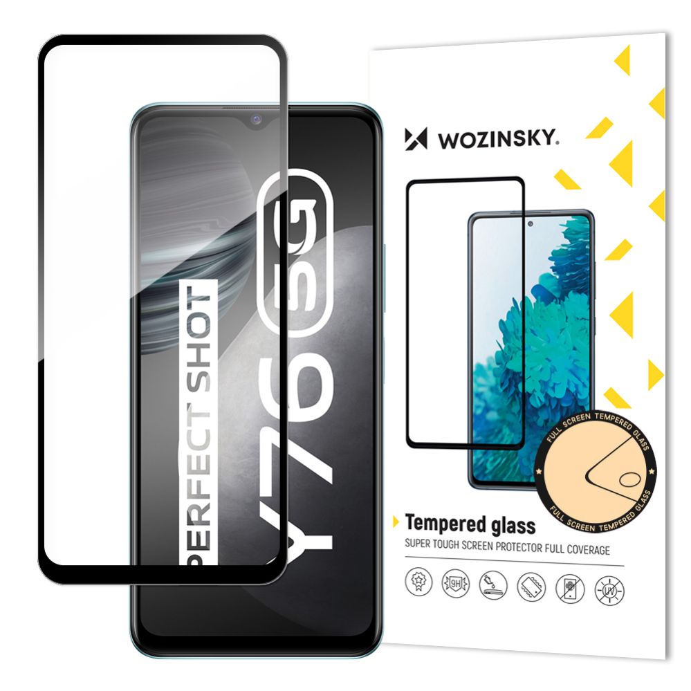 Muud kaubad Wozinsky Wozinsky Tempered Glass Full Glue Super Tough Screen Protector Full Coveraged with Frame Case Friendly for Vivo Y76 5G / Y76s / Y74s black