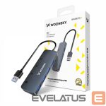 Converter Wozinsky  USB-A Hub Wozinsky WHS080YSS 4 x USB-A 3.0 with individual switches, aluminum, with 30 cm cable - gray 
