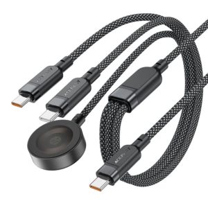 Muud kaubad Acefast  Acefast C6-11 USB-C 3in1 Cable - 2x USB-C / Qi 480Mb/s 100W 1.2m - black 