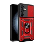 Muud kaubad Hurtel  Hybrid Armor Camshield with Camera Cover and Metal Ring for Samsung Galaxy S24 FE - Red 