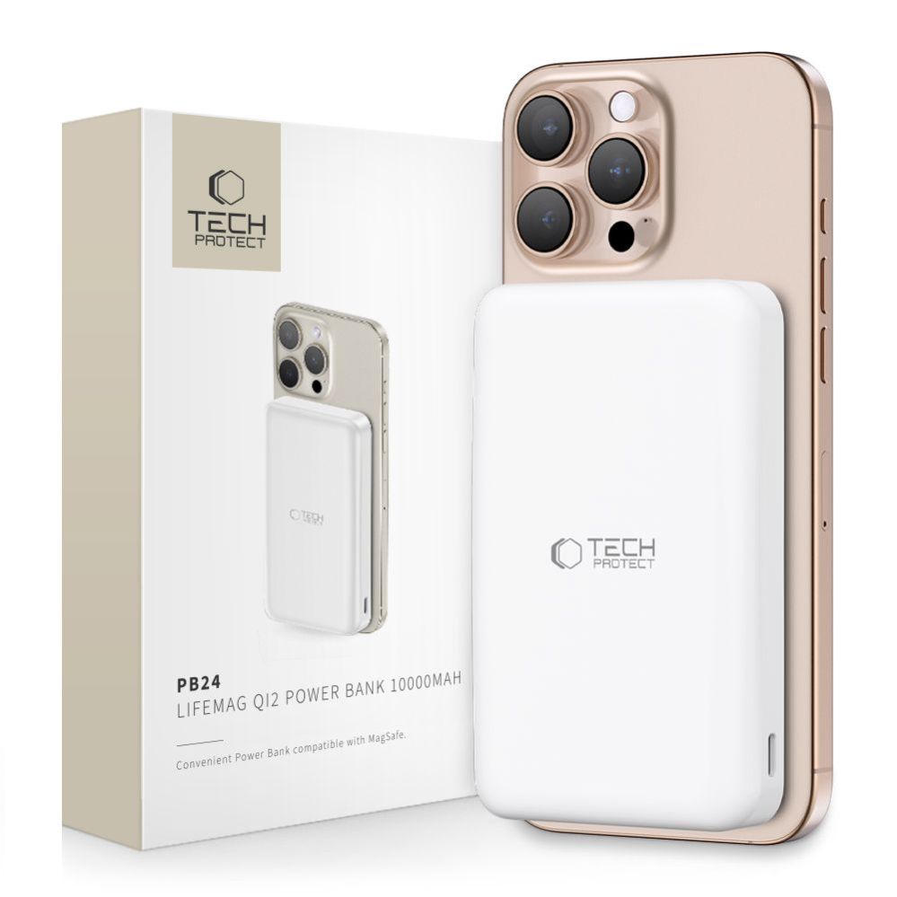 Muud kaubad Tech-Protect Powerbank Tech-Protect PB24 LifeMag QI2 MagSafe 10000 mAh - white