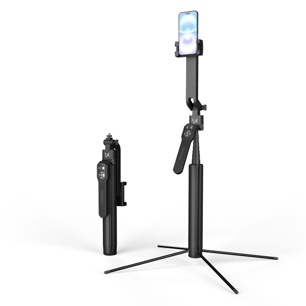 Foto un video aksesuārs Wozinsky Wozinsky WST-360YS Selfie Stick with Tripod Function with 360° AI Auto Face Tracking Gesture Control - Black