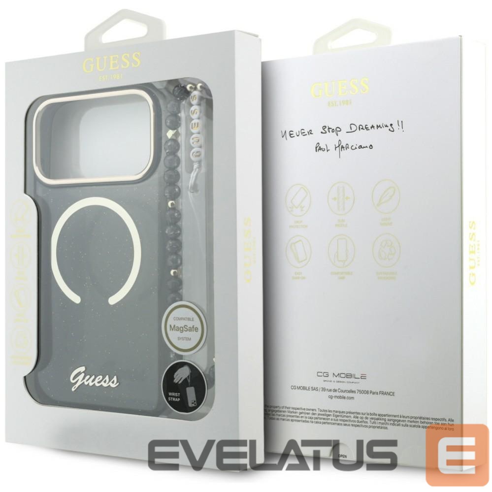 Другие товары Guess Guess IML Glitters Script Strap MagSafe case for iPhone 17 Pro Max - black