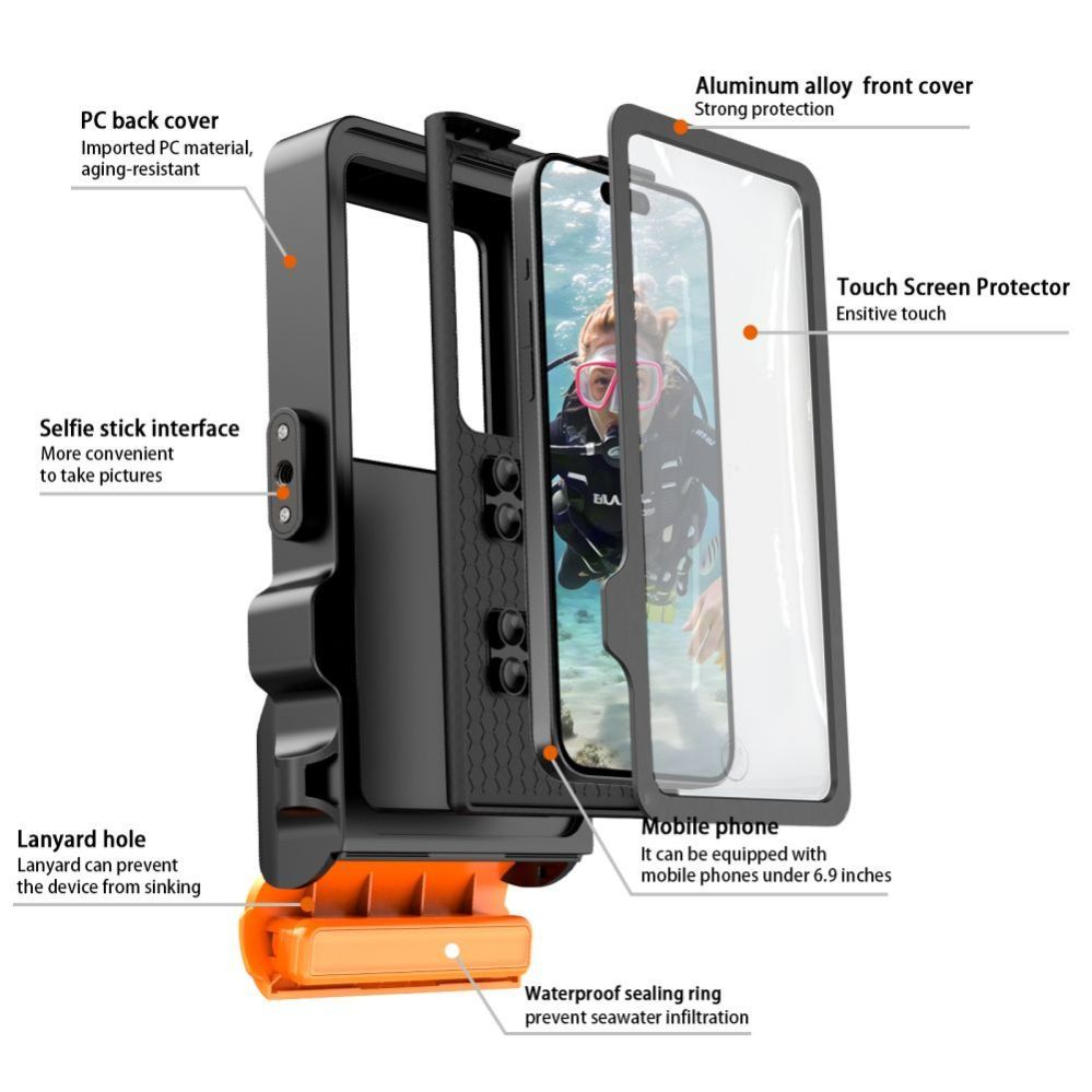 Muud kaubad Tech-Protect Tech-Protect IPX8 Pro Waterproof Phone Case - Orange and Black