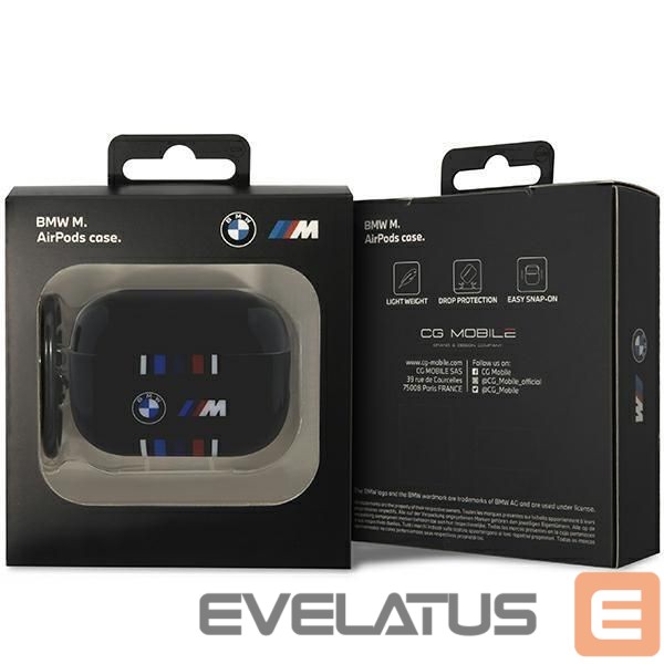 Back panel cover BMW BMW BMAP222SWTK AirPods Pro 2 gen cover black/black Multiple Colored Lines