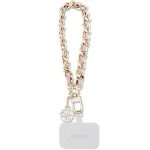 Back panel cover Guess  Guess GUOUCHSAMC4P Universal Hand Strap case - pink Saffiano Chain 4G Charm 