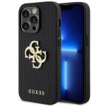 Back panel cover Guess  Guess Leather Perforated 4G Glitter Logo Case for iPhone 15 Pro - Black 