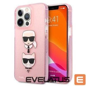 Back panel cover Karl Lagerfeld  Karl Lagerfeld KLHCP13LKCTUGLP iPhone 13 Pro / 13 6,1" różowy/pink hardcase Glitter Karl's & Choupette 