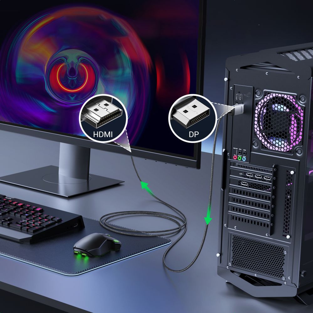 Muu telefoni lisavarustus Ugreen Ugreen DP119 15774 DisplayPort / HDMI 4K 60Hz cable 2m - gray